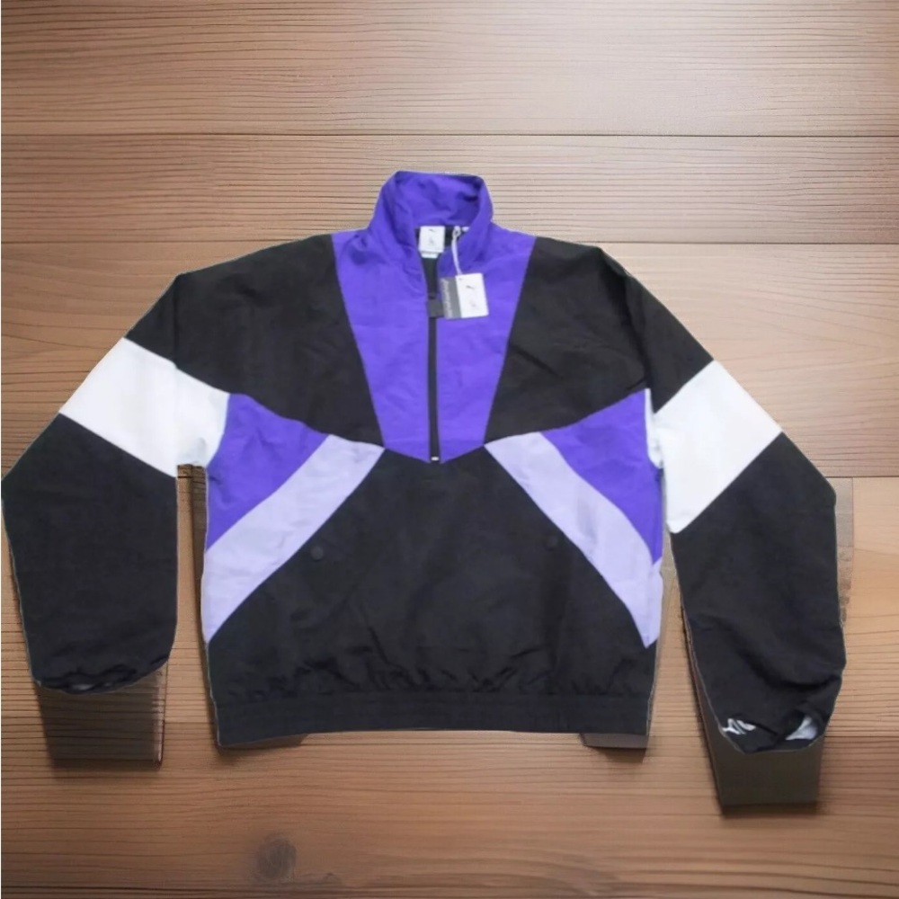 PUMA x Lauren London Track Jacket Black/Purple Windbreaker Medium